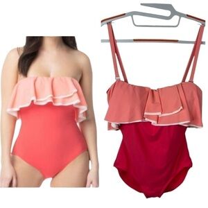 Contours by Coco Reef Agate Ruffle Bandeau One-Piece Swimsuit | 12 / 36D